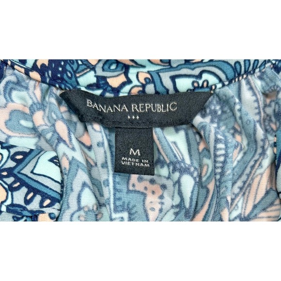 Y2K Banana Republic Paisley Dress Medium Blue Tank Knee Length Boho Cottage - Picture 4 of 9